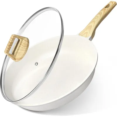 Produktbild von Bratpfanne mit Deckel Keramik-Antihaft 30 cm Induktionsgeeignet Weiß