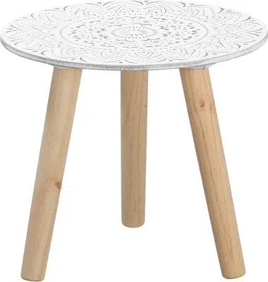 Obrázok produktu pre 2.03 Bočný stolík cca 30 cm - biely s dekorom - nohy v prírode
