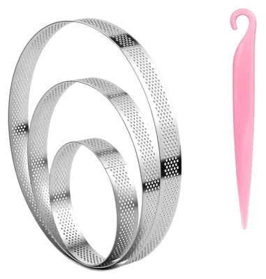 3 runde Backringe aus Edelstahl, 10/15/20 cm, Höhe 2 cm