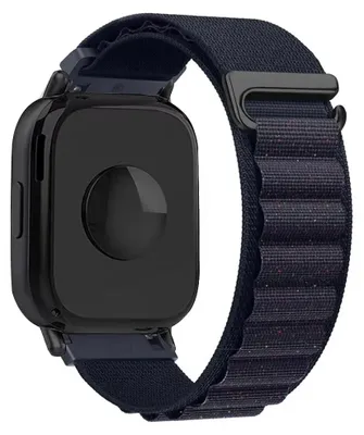 Produktbild von Alpine Loop Uhrenarmband - Für Amazfit Active Max - 20/22 mm - Nylon - 23 cm - Verstellbar - Metallschnalle - Glänzend dunkelblau