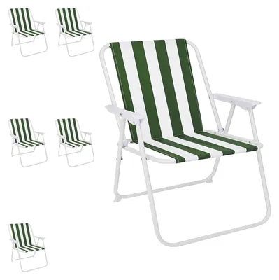 Produktbild von 6er Set Campingstuhl Grün/Weiß gestreift