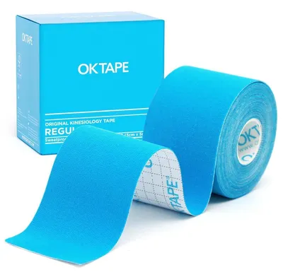 Image de Bande kinésiologique élastique pour le sport et la récupération, 5 cm x 5 m, couleur bleue, 1 rouleau