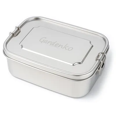 Obrázok produktu pre Gardenko Lunch Box 1.5L nerezová oceľ 20x15x7 cm tesniaci desiatový box s priehradkou do školy a práce kovová nádoba na jedlo bez BPA eko