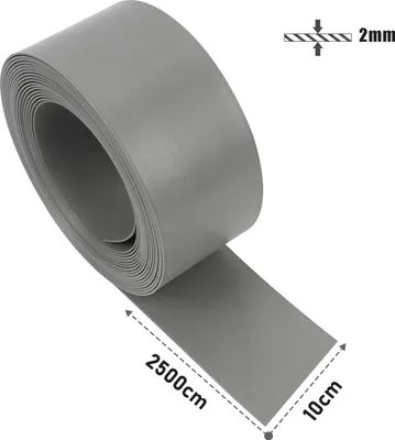 Zdjęcie produktu dla TolleTour – obrzeże trawnika, obrzeże do rabat z żwiru, krawędź do koszenia, taśma trawnikowa, obrzeże do rabat, górna krawędź ścieżek ogrodowych, obrzeże ogrodowe, granica trawnika, kolor szary, 2500 x 10 cm