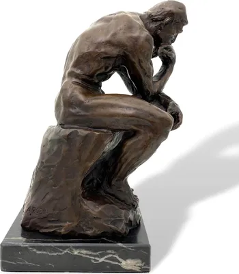 Produktbild von Bronzeskulptur Replika der Denker Mann nach Rodin Bronze Figur Skulptur 31cm