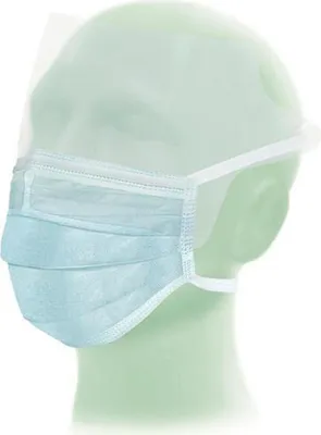 Produktbild von 12x Suavel® AntifluidOP-Maske mit Schutzvisier, blau, | Packung (50 Stück)