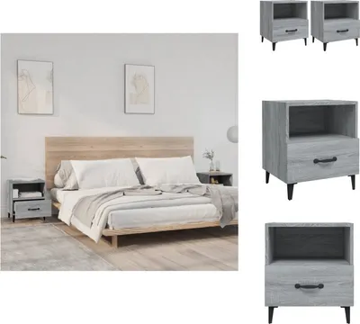 Immagine prodotto di vidaXL Comodini 2 pz. Materiale a base di legno Sonoma grigio - Comodini
