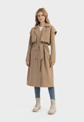 Image de Manteau pour femme SAPORTA - beige foncé, taille XS