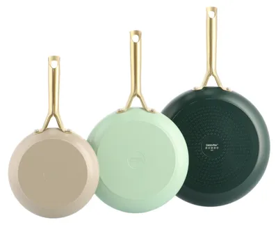 Zdjęcie produktu dla GreenPan CC009018-001, Zestaw do smażenia, Beżowy, Zielony, Aluminium, Ceramika, Złoto, Stal nierdzewna