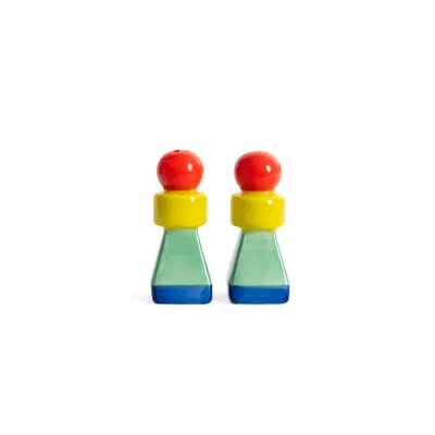 Obrázok produktu pre Solnička a korenička Geometrik Helio Ferretti, keramika, cca 3,5 x 3,5 x 8 cm, tvary