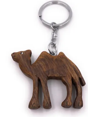 Produktbild von Onwomania Schlüsselanhänger aus Holz Kamel Paarhufer Wüste Tier Säugetier Dromedar Anhänger Charm
