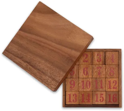 Produktbild von Slide 15 – Schiebespiel mit roten Zahlen aus Holz für 1 Spieler