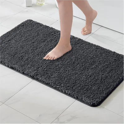 Immagine prodotto di Tappeto da bagno, tappetino antiscivolo, colore grigio scuro, 50x80 cm, in microfibra