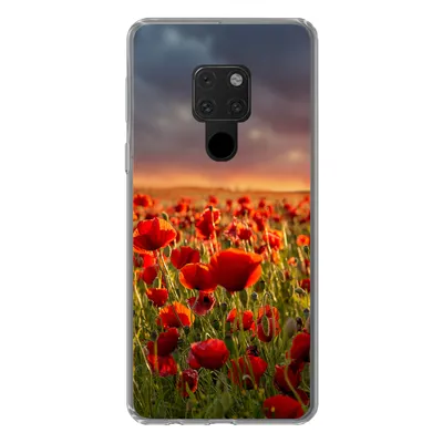 Produktbild von MuchoWow® Handyhülle Schutzhülle Hülle für Huawei P40 Lite Sonnenuntergang über einem Feld von Mohnblumen Silikon Softcase Handy Hülle - Handy
