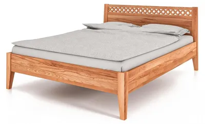 Produktbild von Bett Sydo 3 aus Kernbuche massiv 140x200 cm mit Holzkopfteil und Holzbeinen