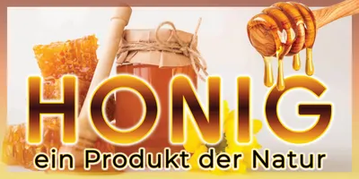Produktbild von IMKERSHOP Werbebanner WEISS-GELB MIT HONIGLÖFFEL new 2m x 1m