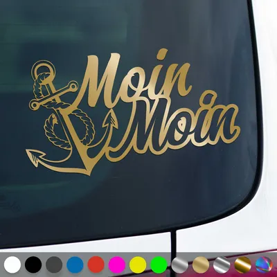 Produktbild von PantherPixel Moin Moin Aufkleber Anker Nordsee Ostsee Küste Sticker Auto Geschenkidee Farbe Gold