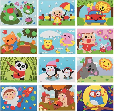Imagen del producto de Kits de manualidades de mosaico, pegatinas y animales para niños - Set de 12 unidades