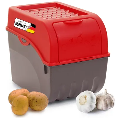 Produktbild von Novaliv 1x Groß 9l Kartoffelhorde rot Kartoffelbehälter Kartoffelbeutel Kartoffeleimer Kartoffeldose
