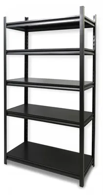 Produktbild von Schwerlastregal 200x100x40 cm - Metallregal - Schwarz Pulverbeschichtet - Höhenverstellung - 5 Böden - Traglast Gesamt 900 kg