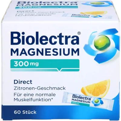 Produktbild von Biolectra Magnesium 300 mg direct Zitronengeschmack Pellets in Sticks, 60 St. Beutel