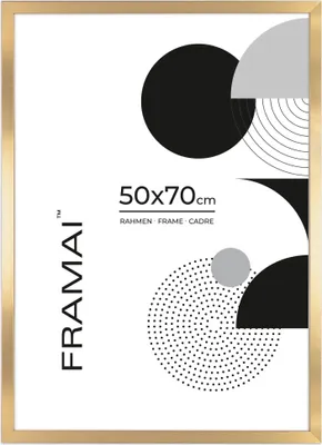 Zdjęcie produktu dla Framai® Ramka na zdjęcia 21x29,7 DIN A4 GOLD MDF Przyjazna dla środowiska ramka z nietłukącą pleksi, wieszakiem i podstawką