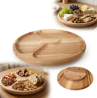 Produktbild von Drehbares Holzbrett Esche 34 cm Servierplatte für Snacks Käse