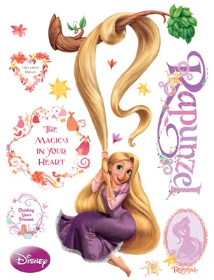 Image de Sticker mural Disney Raiponce violet et jaune - 600181 - 65 x 85 cm