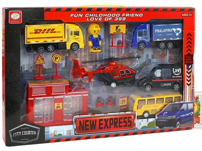 Produktbild von Auto Spielzeug Set Feuerwehr LKW Baustelle für Kinder 13 Teile