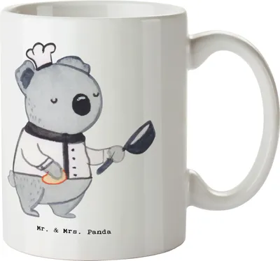 Produktbild von Mr. & Mrs. Panda Tasse Beikoch Herz - Weiß - Geschenk, Keramiktasse, Selbst Gekocht, Kaffeetasse, Küchenhilfe, Abendessen, Live Cooking, Restaurant, Kaffeepott, Pott