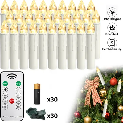 YRHome 40 Stück LED Kerzen Set - Warmweiß Christbaumkerzen Mit Fernbedienung