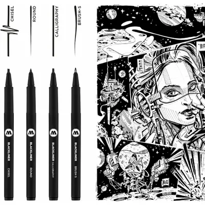 Image de MOLOTOW BLACKLINER SET 3 Set de fineliners noir 4 pcs.