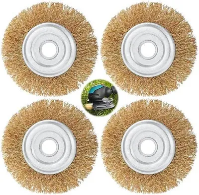 Image de Quatre brosses métalliques pour raboteuse électrique - brosses rondes à utiliser avec des brosses métalliques - brosses de rechange pour le désherbage