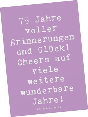 Produktbild von Mr. & Mrs. Panda Postkarte Spruch 79. Geburtstag Erinnerungen - Lavendeltraum - Geschenk, Meilenstein, Grußkarte, Geburtstagsgeschenk, Ansichtskarten, Postkarten, Glück
