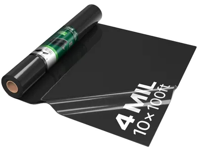 Productafbeelding van VEVOR Polyethyleenfolie, 3,05 x 30,48 meter, tuinfolie, 0,1 mm, onkruiddoek, zwart, kunststof rol voor tuinieren, afdekkleed, verfdoek, afdekvlies voor kruipruimtes, dampremmende folie, onkruidbestrijding