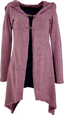 Produktbild von Lange Strickjacke, Strickmantel mit Weiter Kapuze - Altrosa, Damen, Rot, Elasthan,Baumwolle, Größe: S/M