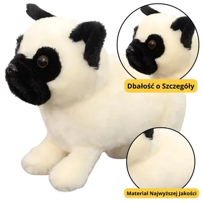 Obrázok produktu pre Plyšová hračka Plyšová hračka Mops Pes biely 19 cm