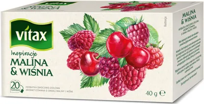 Obrázok produktu pre Herbata owocowa malinowo wiśniowa Vitax 20 torebek