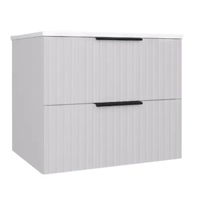 Produktbild von Waschbeckenunterschrank TIBU mit Waschbecken Badezimmer 2 große Schubladen Softclose Badmöbel Kaschmir 60x50x46