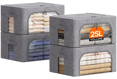Aufbewahrungsboxen 25L, 4er-Pack, faltbar, mit Deckel und Sichtfenster