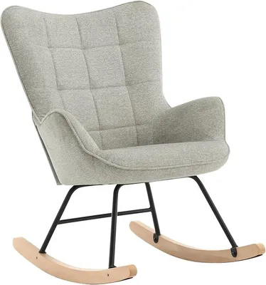 Image de Fauteuil à bascule pour salon, fauteuil d'allaitement pour chambre, balcon, fauteuil relax rembourré, confortable, en velours, gris