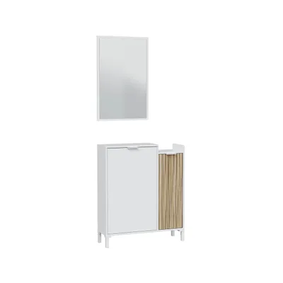 Zdjęcie produktu dla Garderobenset >Ethna< in Artik-Weiß/Natur - 77x91x24 (BxHxT)