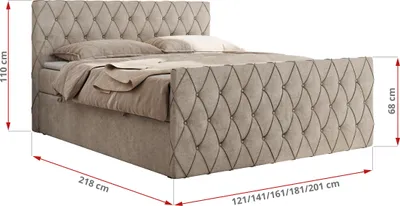 Produktbild von MKS MEBLE Boxspringbett 160x200 mit Bettkasten, Bett 160x200 mit Matratze H3, Boxspringbett 160x200 mit Topper - Miren Duo - Beige Strukture - H3