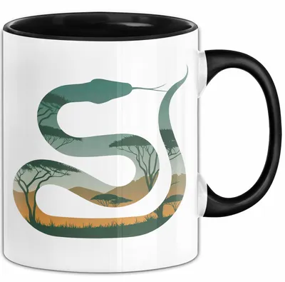 Produktbild von Reptil Schlange Tier Tasse Geschenk Lustige Geschenkidee Spruch (Schwarz)