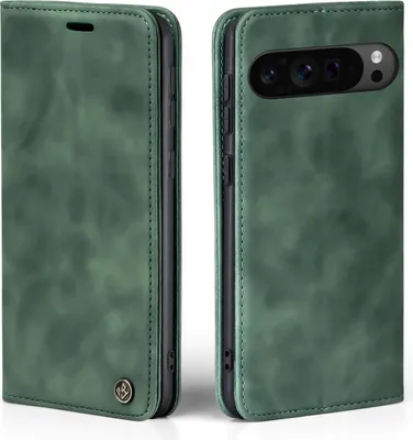 Produktbild von Handy Hülle für Google Pixel 9 Pro XL Klapphülle Bookcase Flip Cover Handy Tasche Etui Farbe: Grün