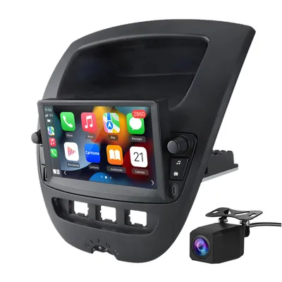 Image de Autoradio Android 15 pouces Carplay Andriod Caméra de voiture pour Toyota Aygo Peugeot 107 Citroën C1 GPS Navi WIFi Bluetooth FM RDS SWC 2+64 Go DSP 2DIN USB