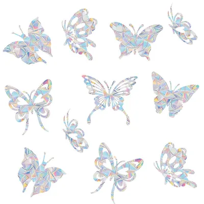 Produktbild von Fensteraufkleber Vogelschutz Schmetterling Prisma 14 Stück Regenbogeneffekt gegen Vogelschlag