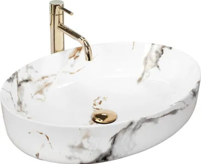 Produktbild von Rea Aufsatzwaschbecken Queen Carrara Shiny 0 Oval White