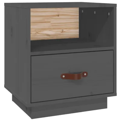 Produktbild von Nachttisch Grau 40x34x45 cm Massivholz Kiefer