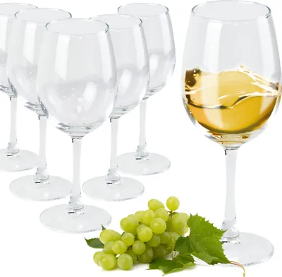 Produktbild von Weingläser Set 6 Teilig Weinglas 35 cl Spülmaschinenfeste Weißweingläser Wein Geschenk Glas, Durchsichtig